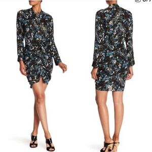 Veronica Beard Silk Floral Button-Front Georgina Dress wrap waist Size 2